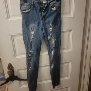 Bullhead Ripped Skinny Jeans in Blue Sz 5